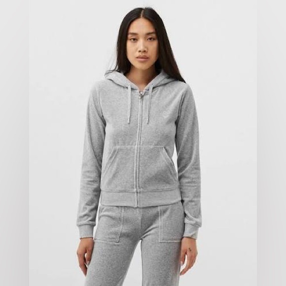 Juicy Couture Tops - Juicy Couture Velour Zip Hoodie Y2K Gray Track Jacket Size Small Soft Lounge